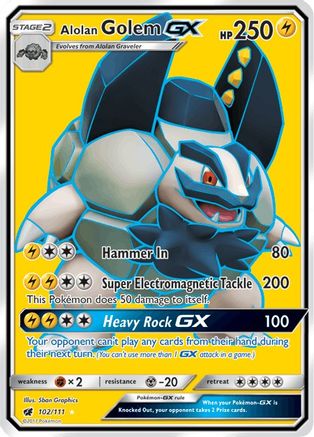 Alolan Golem GX (Full Art) (102/111) - [SM: Crimson Invasion] Holofoil Pokemon Single Pokémon