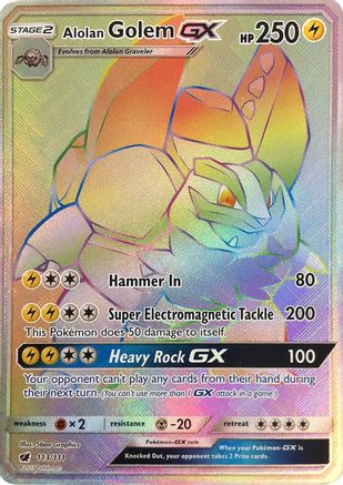 Alolan Golem GX (Secret) (113/111) - [SM: Crimson Invasion] Holofoil Pokemon Single Pokémon