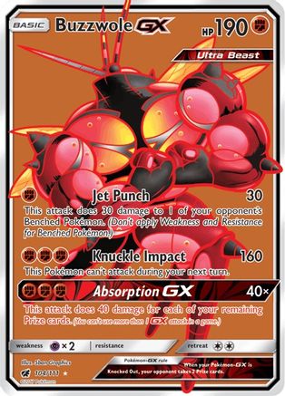 Buzzwole GX (Full Art) (104/111) Holofoil [SM: Crimson Invasion] Pokemon Single Pokémon