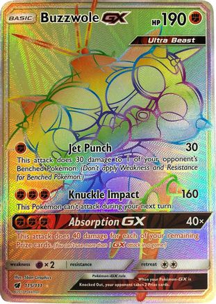 Buzzwole GX (Secret) (115/111) - [SM: Crimson Invasion] Holofoil Pokemon Single Pokémon