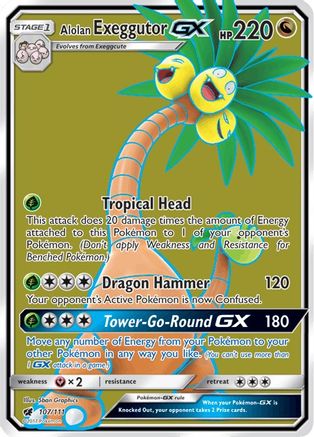 Alolan Exeggutor GX (Full Art) (107/111) - [SM: Crimson Invasion] Holofoil Pokemon Single Pokémon