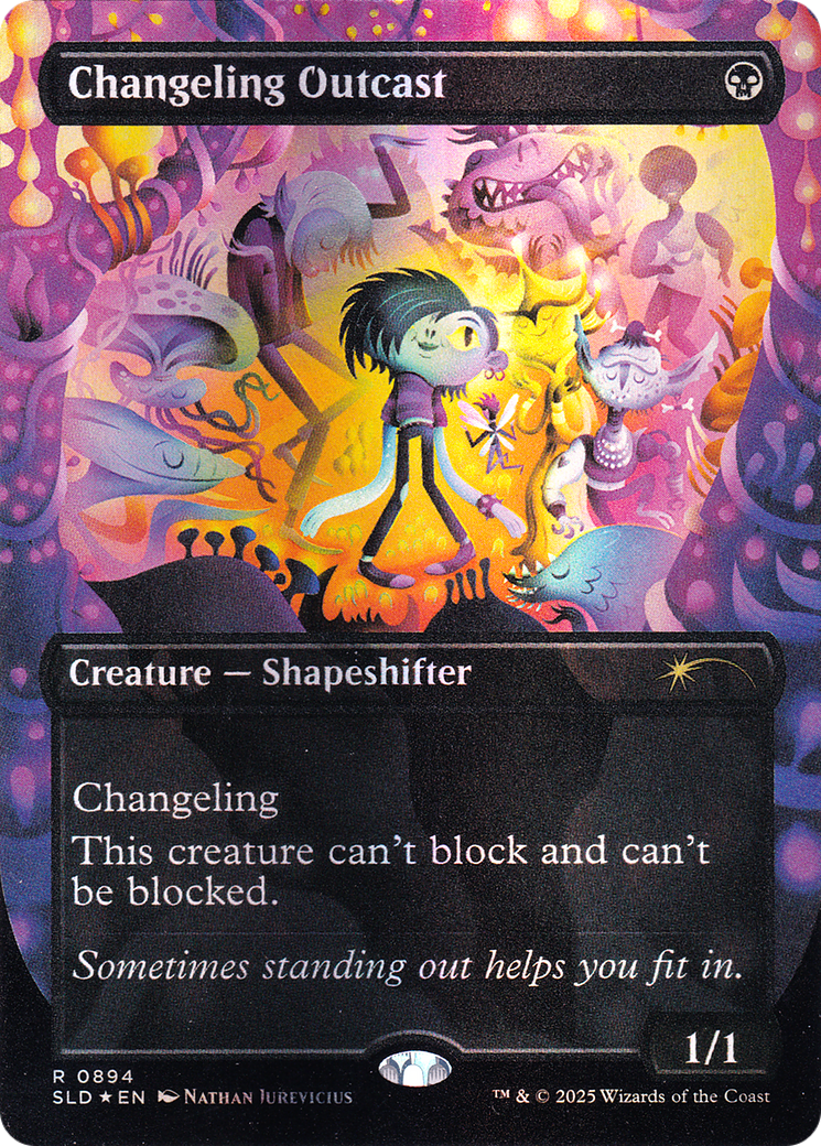 Changeling Outcast (Rainbow Foil) (SLD-894) [Secret Lair] Drop (Borderless) Foil MTG Single Wizards of the Coast