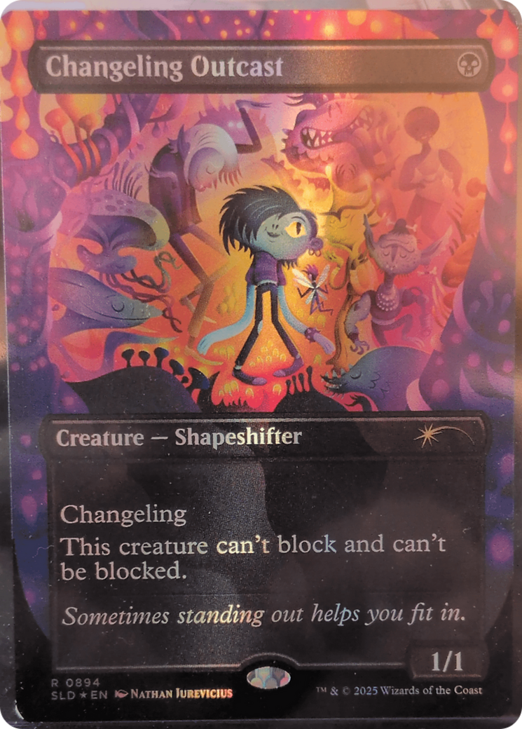 Changeling Outcast (Rainbow Foil) (SLD-894) [Secret Lair] Drop (Borderless) Foil MTG Single Wizards of the Coast