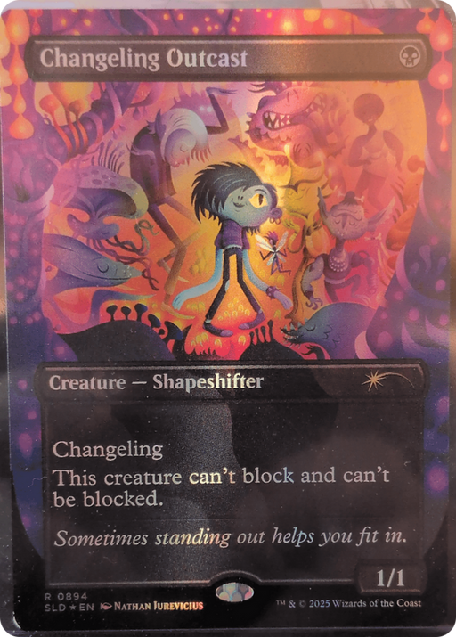Changeling Outcast (Rainbow Foil) (SLD-894) [Secret Lair] Drop (Borderless) Foil MTG Single Wizards of the Coast