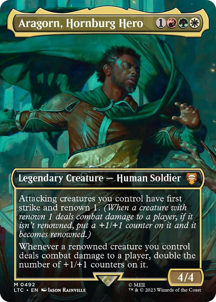 Aragorn, Hornburg Hero (LTC-492) [Tales of Middle-earth Commander] (Borderless) Foil MTG Single Wizards of the Coast