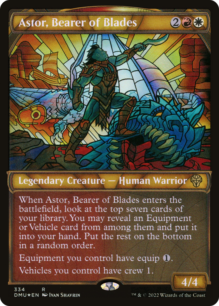 Astor, Bearer of Blades (Textured Foil) (DMU-334) [Dominaria United] (Showcase) Foil MTG Single Wizards of the Coast