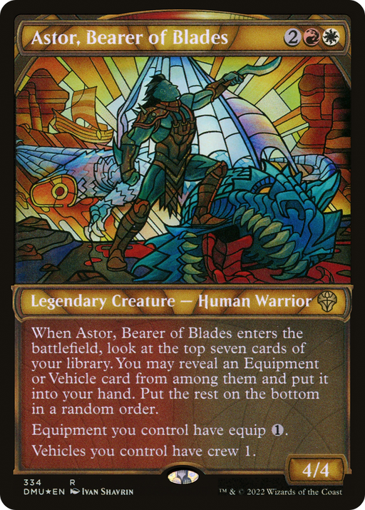 Astor, Bearer of Blades (Textured Foil) (DMU-334) [Dominaria United] (Showcase) Foil MTG Single Wizards of the Coast