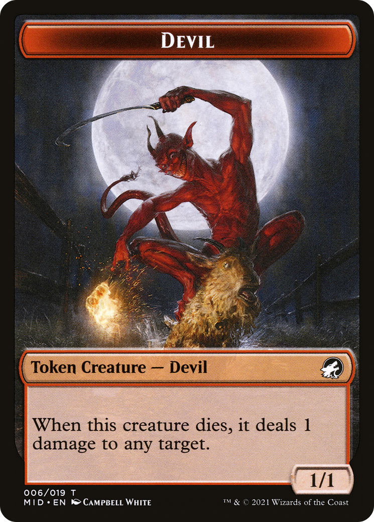 Devil (TMID-006) [Tokens] Innistrad: Midnight Hunt Tokens Foil MTG Single Wizards of the Coast