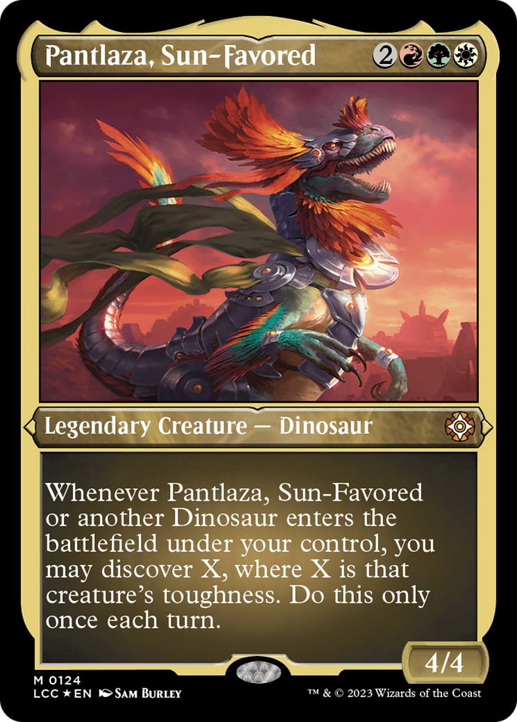 Pantlaza, Sun-Favored (Display Commander) - Thick Stock (LCC-124) [The Lost Caverns of Ixalan Commander] Foil MTG Single Wizards of the Coast