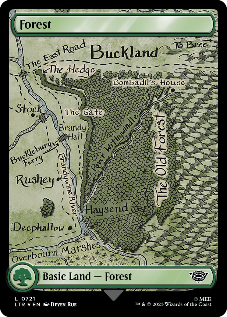 Forest (0721) (Surge Foil) (LTR-721) [The Lord of the Rings: Tales of Middle-earth] Foil MTG Single Wizards of the Coast