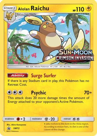 Alolan Raichu - SM72 (Prerelease) (/248) Holofoil [SM: Black Star Promos] Pokemon Single Pokémon