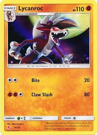 Lycanroc (#30 Holofoil) () Holofoil [SM: Trainer Kit Lycanroc & Alolan Raichu] Pokemon Single Pokémon