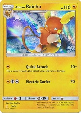 Alolan Raichu (#30 Holofoil) (30) Holofoil [SM: Trainer Kit Lycanroc & Alolan Raichu] Pokemon Single Pokémon