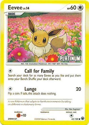 Eevee - 62/100 [Platinum] () Reverse Holofoil [Promos: Burger King Promos] Pokemon Single Pokémon