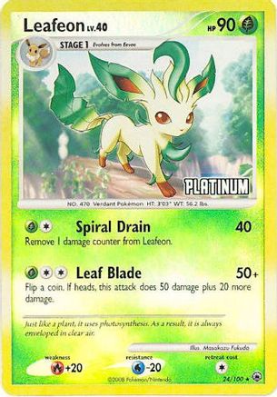Leafeon - 24/100 [Platinum] () Reverse Holofoil [Promos: Burger King Promos] Pokemon Single Pokémon