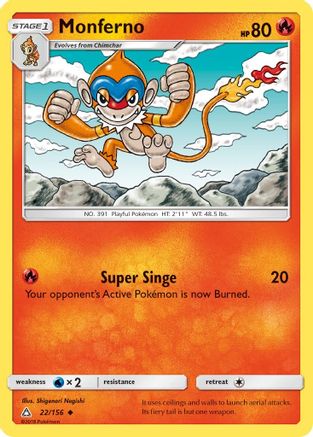 Monferno (22/156) Reverse Holofoil [SM: Ultra Prism] Pokemon Single Pokémon