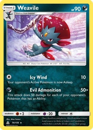 Weavile (74/156) Holofoil [SM: Ultra Prism] Pokemon Single Pokémon