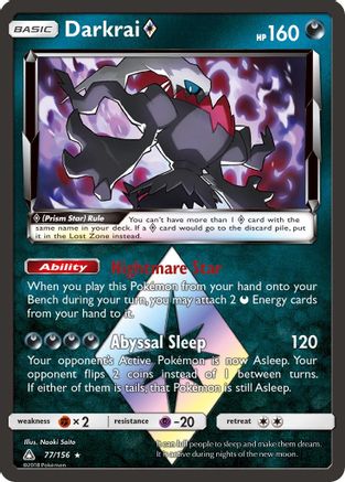 Darkrai Prism Star (77/156) Holofoil [SM: Ultra Prism] Pokemon Single Pokémon