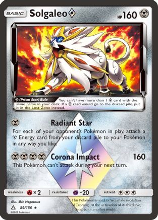 Solgaleo Prism Star (89/156) - [SM: Ultra Prism] Holofoil Pokemon Single Pokémon