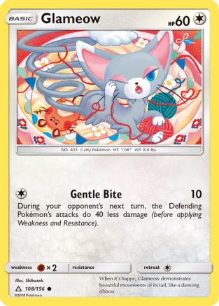 Glameow (108/156) Reverse Holofoil [SM: Ultra Prism] Pokemon Single Pokémon