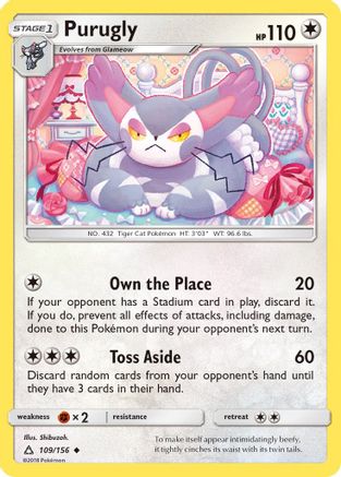Purugly (109/156) Reverse Holofoil [SM: Ultra Prism] Pokemon Single Pokémon