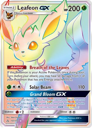 Leafeon GX (Secret Rare) 157/156 Holofoil [SM: Ultra Prism] Pokemon Single Pokémon