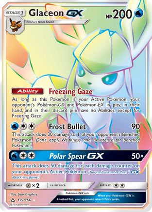 Glaceon GX (Secret Rare) (/156) Holofoil [SM: Ultra Prism] Pokemon Single Pokémon