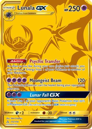 Lunala GX (Secret Rare) (/156) Holofoil [SM: Ultra Prism] Pokemon Single Pokémon