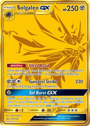 Solgaleo GX (Secret Rare) (/156) Holofoil [SM: Ultra Prism] Pokemon Single Pokémon