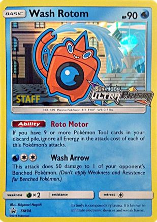 Wash Rotom - SM94 (Prerelease) [Staff] () Holofoil [SM: Black Star Promos] Pokemon Single Pokémon