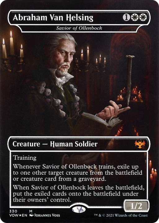 Abraham Van Helsing - Savior of Ollenbock (VOW-330) [Innistrad: Crimson Vow] (Borderless) Foil MTG Single Wizards of the Coast