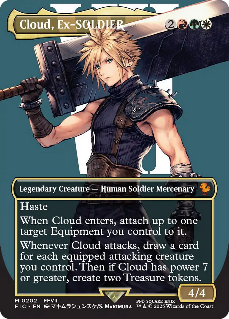 Cloud, Ex-SOLDIER (FIC-202) [Commander: FINAL FANTASY] (Borderless) Foil MTG Single Wizards of the Coast