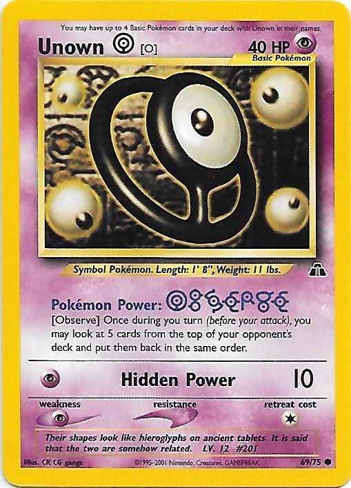 Unown [O] (69/75) Unlimited [Vintage: Neo Discovery] Pokemon Single Pokémon
