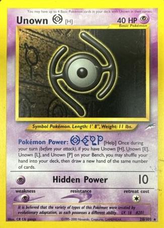 Unown [H] 028/105 Unlimited [Vintage: Neo Destiny] Pokemon Single Pokémon