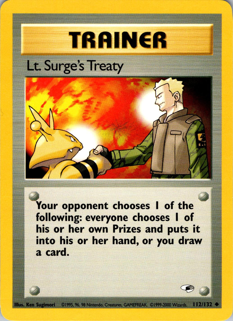 Lt. Surge's Treaty 112/132 Unlimited [Vintage: Gym Heroes] Pokemon Single Pokémon