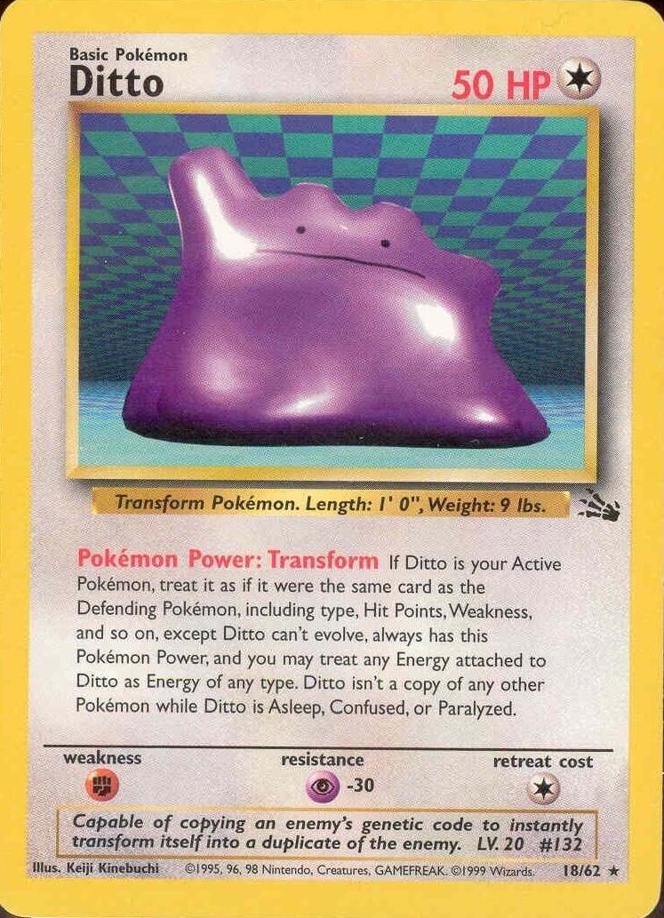 Ditto (18/62) Unlimited [Vintage: Fossil] Pokemon Single Pokémon