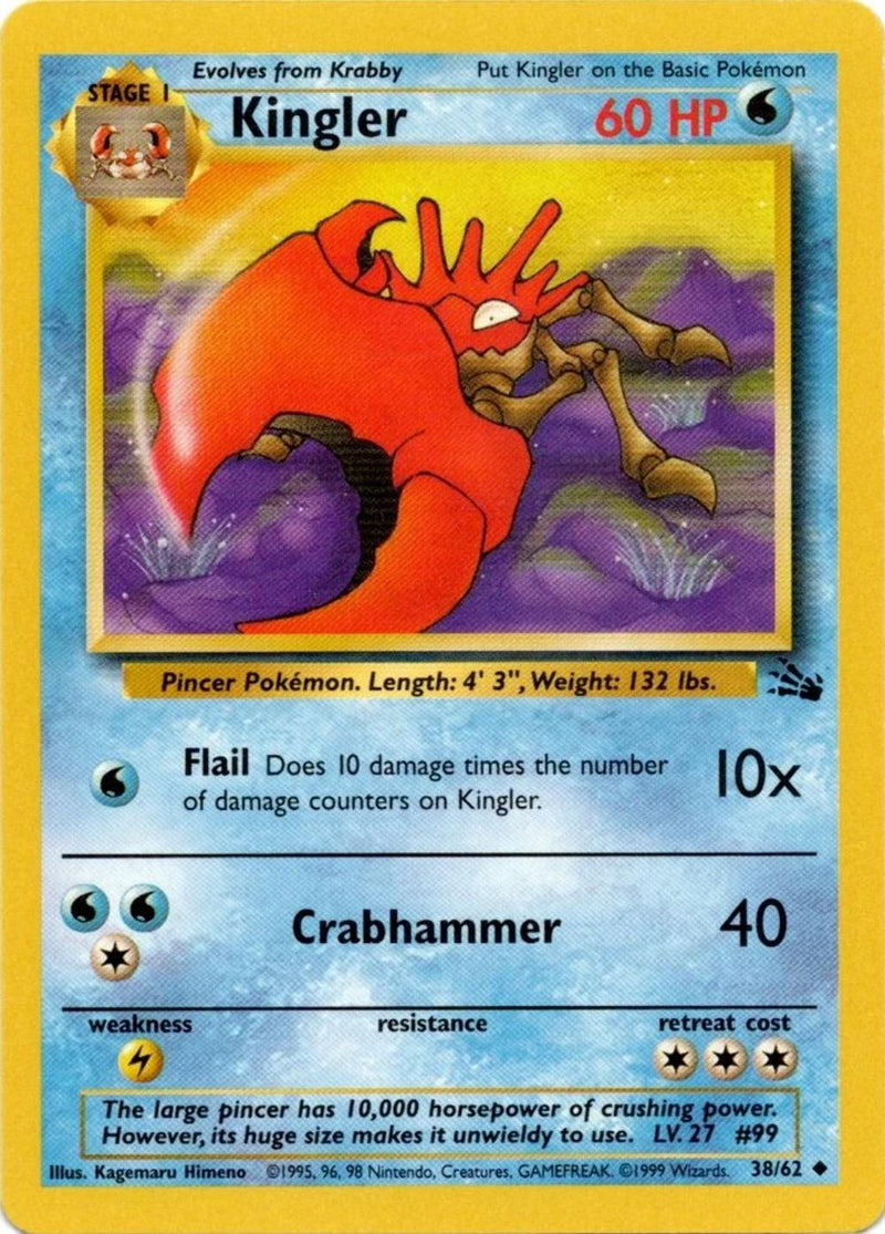 Kingler (38/62) Unlimited [Vintage: Fossil] Pokemon Single Pokémon