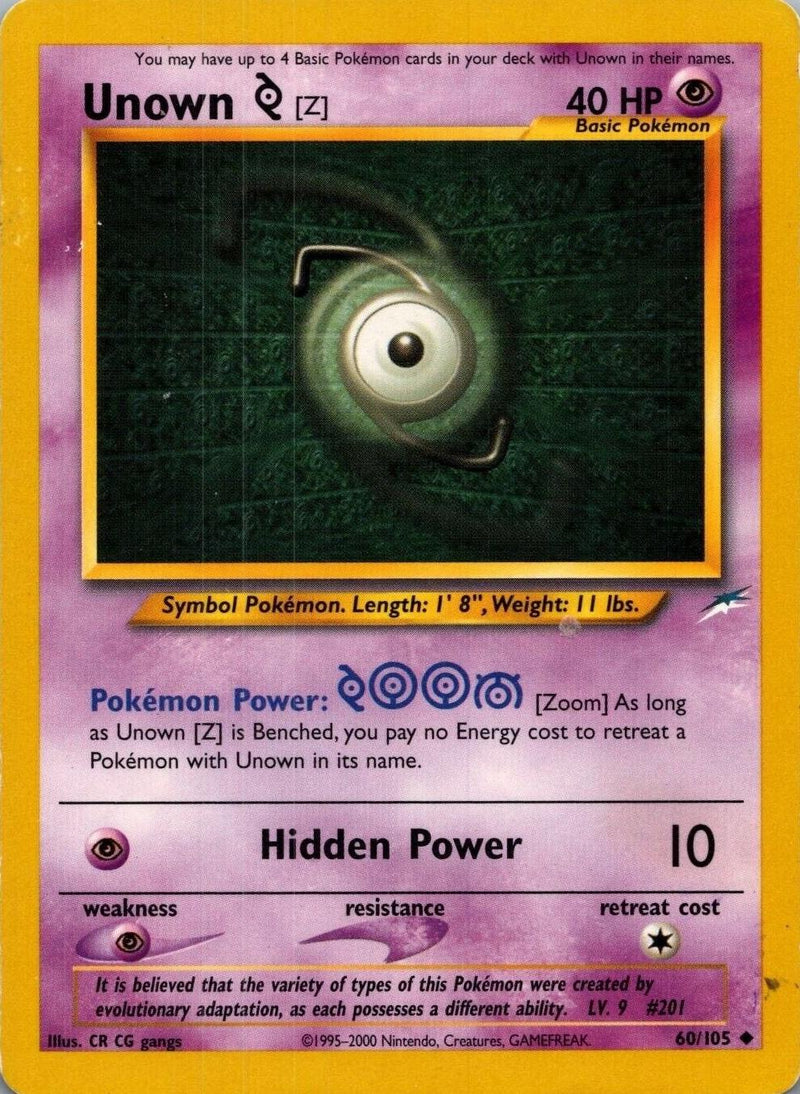 Unown [Z] (/105) Unlimited [Vintage: Neo Destiny] Pokemon Single Pokémon