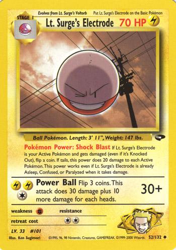 Lt. Surge's Electrode 52/132 Unlimited [Vintage: Gym Challenge] Pokemon Single Pokémon