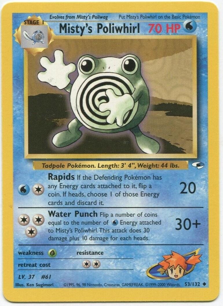 Misty's Poliwhirl (53/132) Unlimited [Vintage: Gym Heroes] Pokemon Single Pokémon