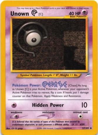 Unown [C] 057/105 Unlimited [Vintage: Neo Destiny] Pokemon Single Pokémon