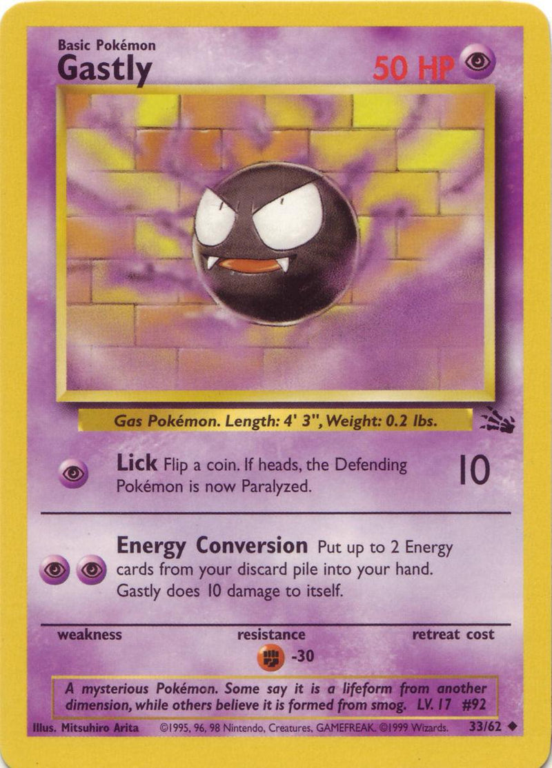 Gastly (33/62) Unlimited [Vintage: Fossil] Pokemon Single Pokémon