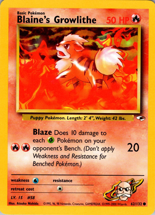 Blaine's Growlithe (62/132) Unlimited [Vintage: Gym Heroes] Pokemon Single Pokémon