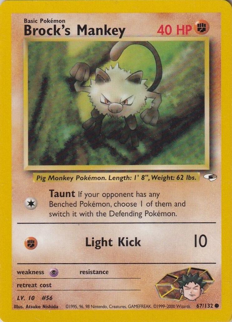Brock's Mankey (67/132) Unlimited [Vintage: Gym Heroes] Pokemon Single Pokémon
