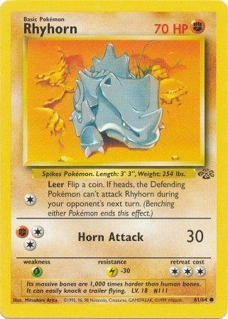 Rhyhorn 61/64 Unlimited [Vintage: Jungle] Pokemon Single Pokémon
