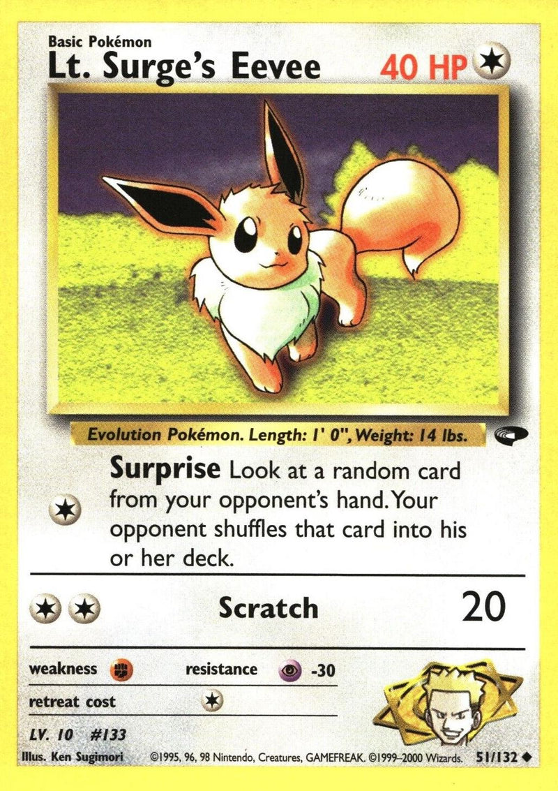 Lt. Surge's Eevee 51/132 Unlimited [Vintage: Gym Challenge] Pokemon Single Pokémon