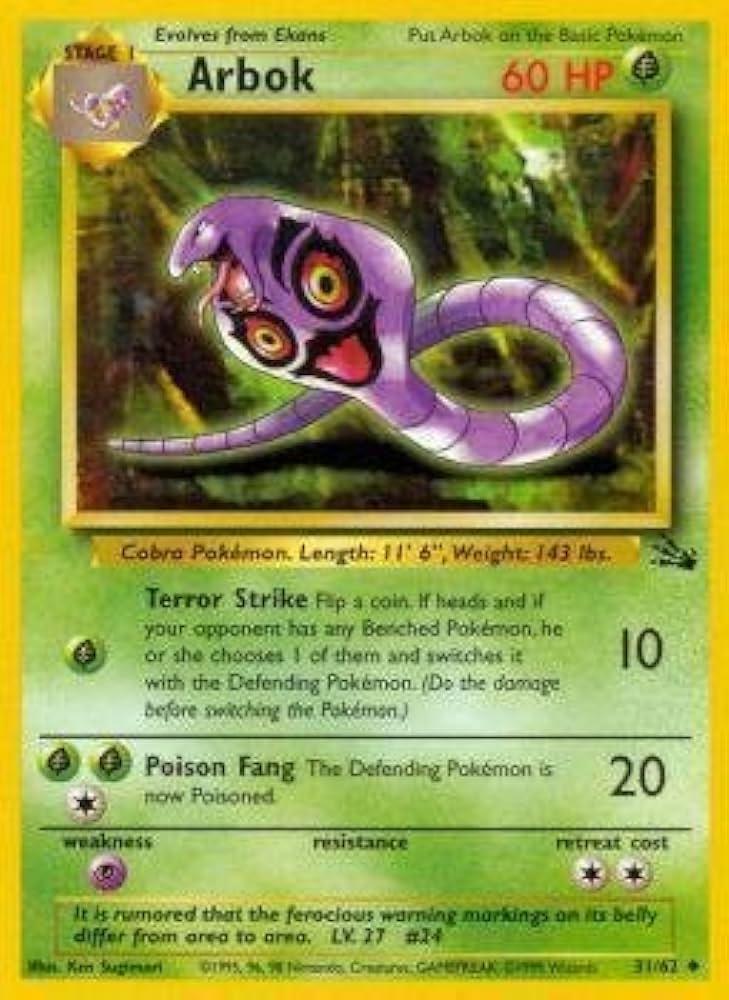 Arbok (31/62) Unlimited [Vintage: Fossil] Pokemon Single Pokémon