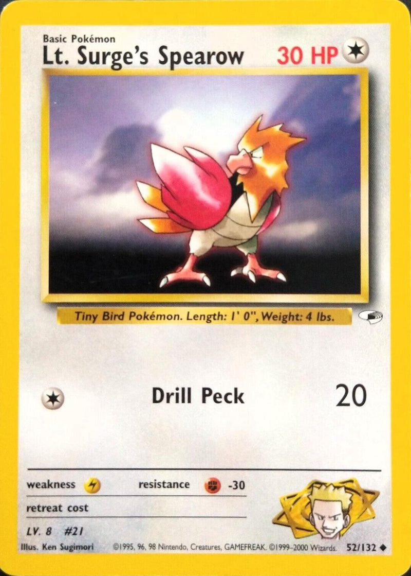 Lt. Surge's Spearow 52/132 Unlimited [Vintage: Gym Heroes] Pokemon Single Pokémon