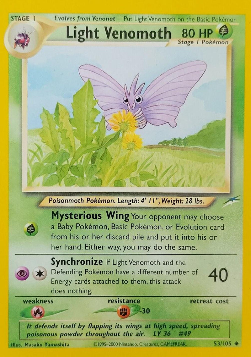 Light Venomoth 53/105 Unlimited [Vintage: Neo Destiny] Pokemon Single Pokémon