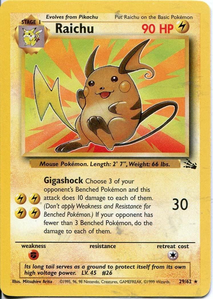 Raichu (29/62) Unlimited [Vintage: Fossil] Pokemon Single Pokémon